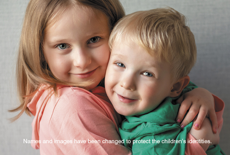 Picture of children with text: names and images have been changed to protect the children's identities
